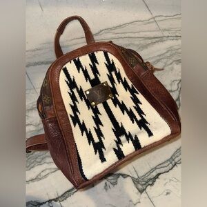 Repurposed LV Black and Cream Patterned Backpack